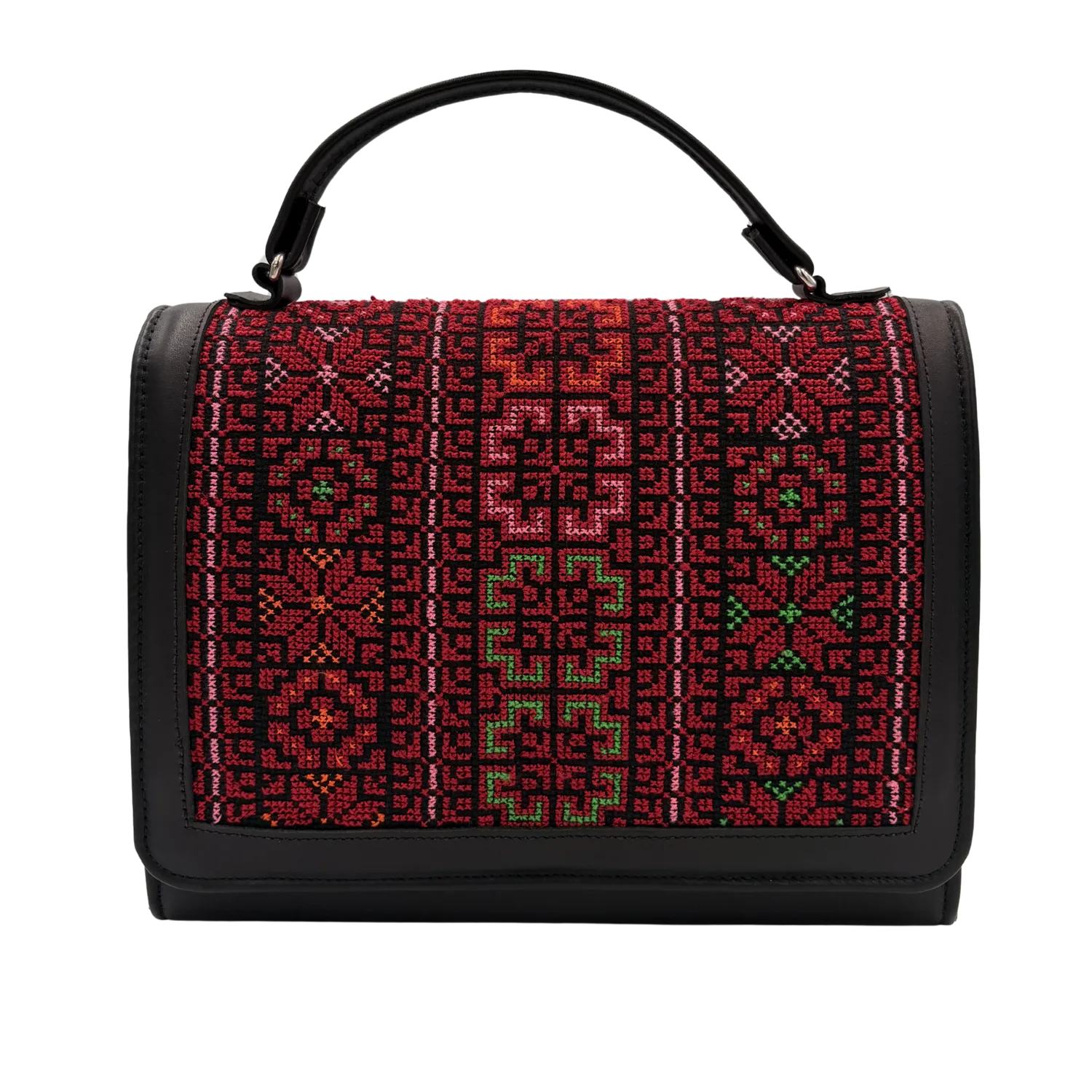 Leather embroidered bag