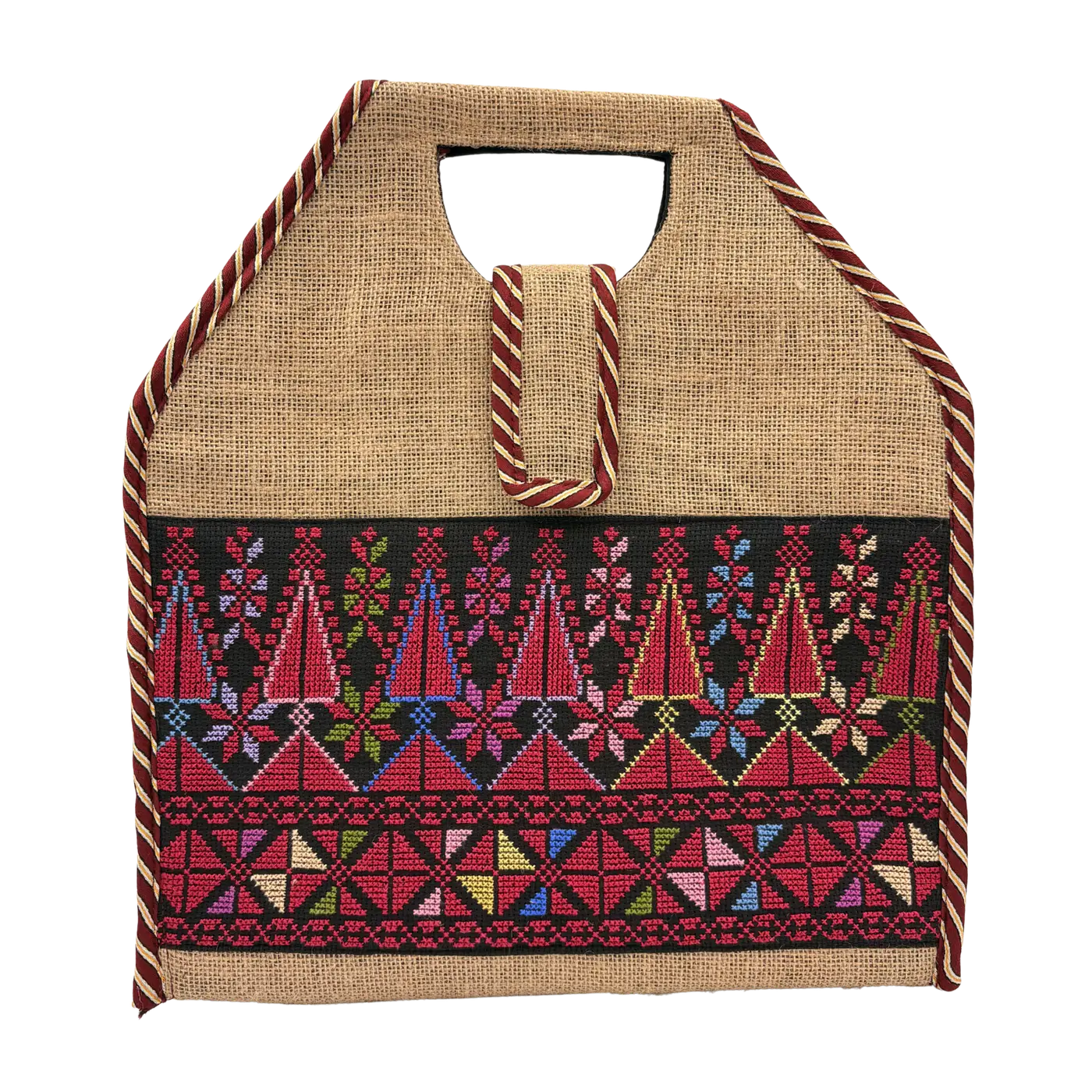 Embroidered top handle Tote Bag