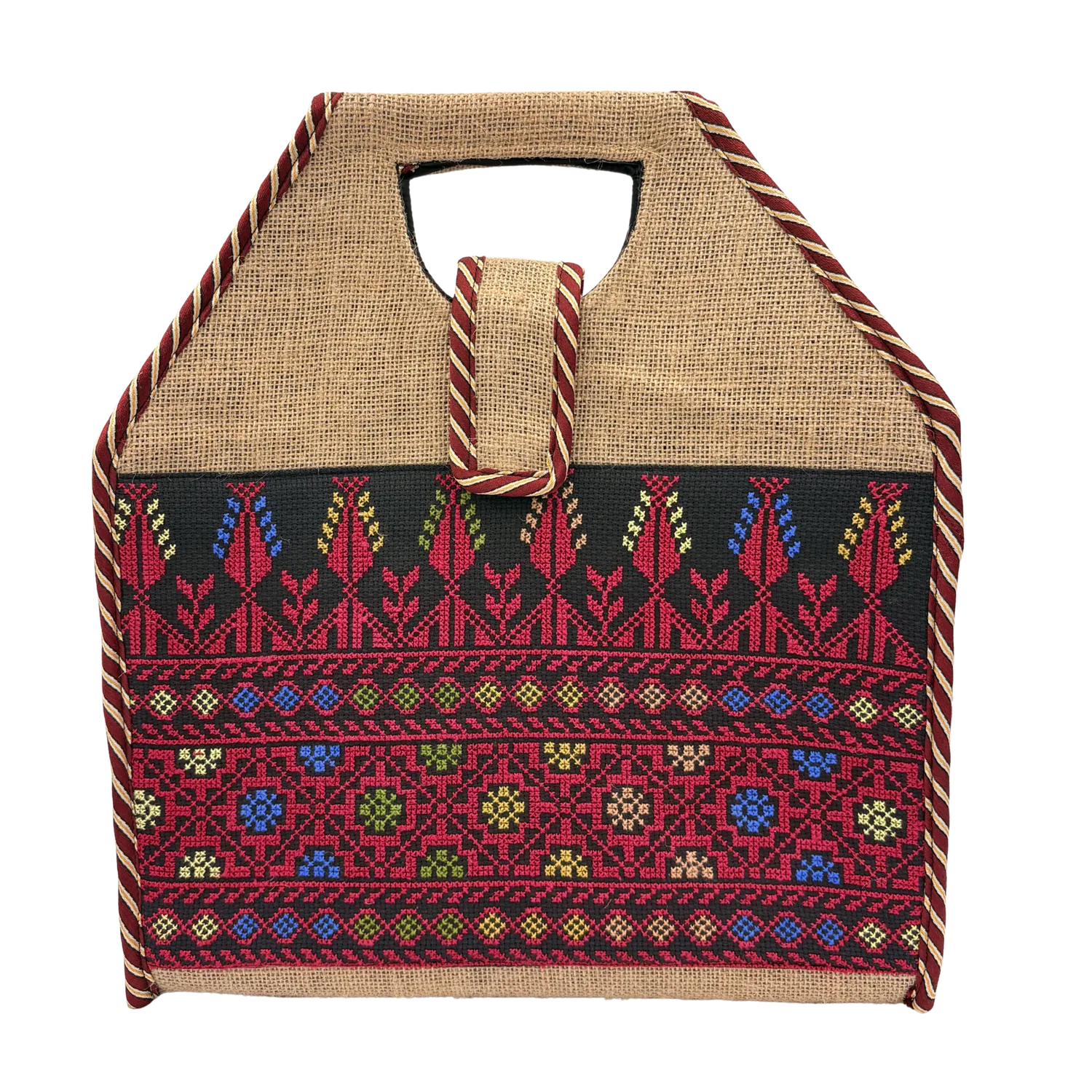 Embroidered top handle Tote Bag
